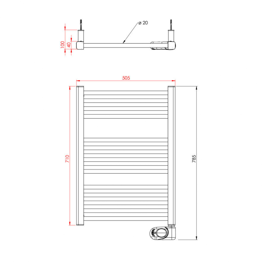 Електрическа лира за баня Tedan Noor 500W Black
